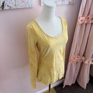 Y2K Express Yellow Rhinestone Long Sleeve Top – Size S